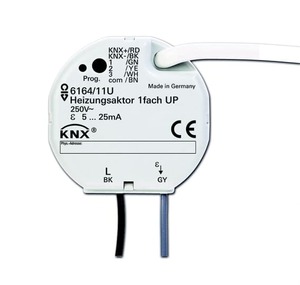 Actuador calefacción electrónico con entradas KNX, 1 salida, 3 entradas, empotrable, Ref. 6164/11 U