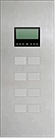 Pulsador KNX, 8 teclas, con termostato, con display, serie LARGHO, aluminio (relieve), Ref. 60601-1121-12-0C