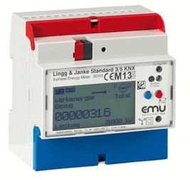 Contador de energia KNX, EZ-EMU-WSTD-D-REG-FW, activa, con conexión toroidales, para corriente trifásica, 2 tarifas, carril DIN, serie EMU standard, Ref. 87773