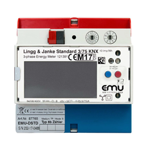 Contador de energia KNX secure, EZ-EMU-WSTD-D-REG-SEC, con conexión toroidales, para corriente trifásica, 15A, carril DIN, serie EMU standard, Ref. 87773SEC