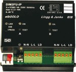 Actuador dimmer KNX, DIM2FU, universal, 2 salidas, 570W / >/= 300W, < /= 600W, carril DIN, serie eibSOLO, Ref. 89600