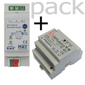 Pack fuente de alimentacion knx 160 ma + fuente meanwell 24v 1,5a, Ref. 19027_PACK