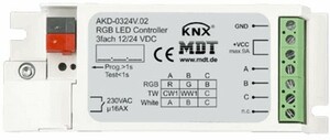 Actuador dimmer KNX, LED 12/24VDC, 3 salidas, voltaje constante, RGB, 3A, empotrable, Ref. AKD-0324V.02
