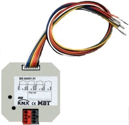 Interfaz de pulsadores KNX, 2 entradas, libre potencial, empotrable / empotrable para caja de mecanismos, Ref. BE-02001.01
