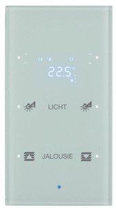 Sensor KNX cristal 2 canales con termostato y display, BCU integrada, para gamas Berker TS Sensor, Configurado, blanco polar cristal