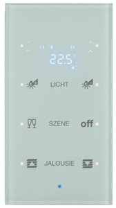 Sensor KNX cristal 3 canales con termostato y display, BCU integrada, para gamas Berker TS Sensor, Configurado, blanco polar crista