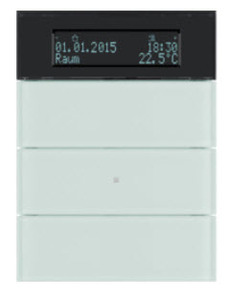 Pulsador B.IQ 3c, con termostato y display, blanco polar cristal