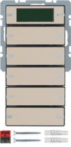 Pulsador 5 canales con regletas de inscripción, termostato continuo por estancias y display, para gama Q.1/Q.3/Q.7/Q.9, antracita