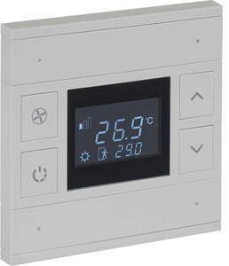 Termostato KNX, 4 teclas, con sensor temperatura, con display, con controles manuales, serie ORIA, gris, Ref. INT-OT2-0301F0