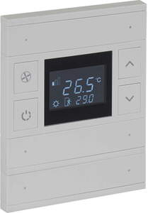 Termostato KNX, 6 teclas, con sensor temperatura, con display, con controles manuales, serie ORIA, gris, Ref. INT-OT3-0301F0