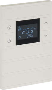 Termostato KNX, 8 teclas, con sensor temperatura, con display y sin estado, con controles manuales, serie ORIA, marfil / blanco, Ref. INT-OT4-020100
