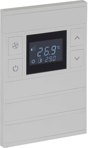Termostato KNX, 8 teclas, con sensor temperatura, con display y sin estado, con controles manuales, serie ORIA, gris, Ref. INT-OT4-030100