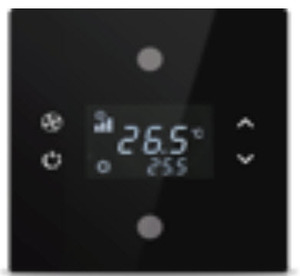 Pulsador KNX, 2 teclas, con termostato, con display, serie ROSA Solid, Ref. INT-RST1-0100F1