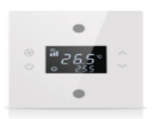 Pulsador KNX, 2 teclas, con termostato, con display, serie ROSA Solid, Ref. INT-RST1-0200F1