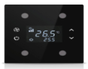 Pulsador KNX, 4 teclas, con termostato, con display, serie ROSA Solid, Ref. INT-RST2-0100F1