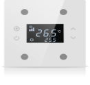 Pulsador KNX, 4 teclas, con termostato, con display, serie ROSA Solid, Ref. INT-RST2-0200F1