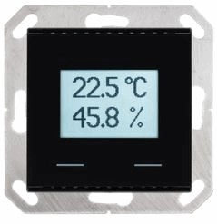Sensor interior para temperatura punto de rocío. y humedad del aire KNX TH-UP Touch: con pantalla y botones táctiles negro