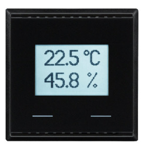 KNX TH-UP TouchCH, negro intenso Sensor de temperatura/humedad con teclas táctiles