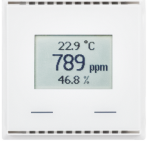 Controlador de sala gas mezcl. temperatura humedad, para el sistema de instalación suizo  KNX VOC/TH-UP Touch CH, blanco puro