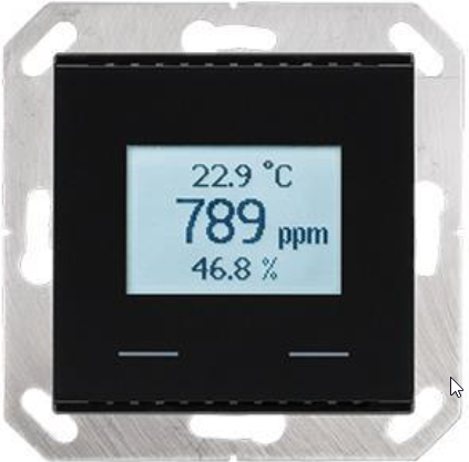 KNX VOC/TH-UP Touch: Controlador de sala gas mezcl./temperatura/humedad, negro