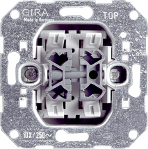 Mecanismo Interruptor basculante 10A / 250V de dos módulos, interruptor bidireccional, 10 A / 250 V