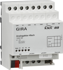 Actuador analógico KNX, 4 salidas, carril DIN, ohne farbe, Ref. 1022 00