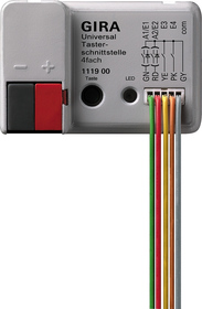Interfaz de pulsadores, 4 entradas, libre potencial, empotrable para caja de mecanismos, Ref. 1119 00