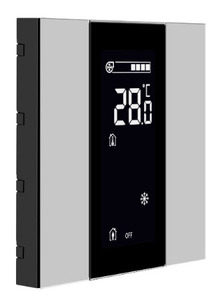 Pulsador KNX, 2 teclas, con termostato, con sensor humedad / temperatura, con display, necesita acoplador de bus, serie ISWITCH, blanco brillante, Ref. ITR302-1002