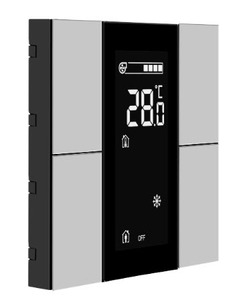 Pulsador KNX, 4 teclas, con termostato, con sensor humedad / temperatura, con display, necesita acoplador de bus, serie ISWITCH, blanco brillante, Ref. ITR304-1002