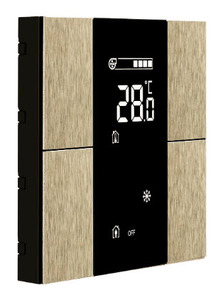 Pulsador KNX, 4 teclas, con termostato, con sensor humedad / temperatura, con display, necesita acoplador de bus, serie ISWITCH, champán aluminio, Ref. ITR304-1106