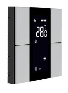 Pulsador KNX, 4 teclas, con termostato, con sensor humedad / temperatura, con display, necesita acoplador de bus, serie ISWITCH, cristal blanco, Ref. ITR304-1302