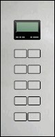 Pulsador KNX, 10 teclas, con termostato, con display, serie LARGHO, aluminio (relieve), Ref. 60601-1121-16-0C
