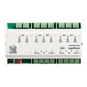 Actuador conmutación con entradas KNX secure, BEA8F230H-SEC, 8 salidas binarias, 8 entradas 230VAC, 16A, 200µF C-load,, Ref. 79242SEC