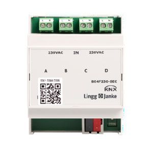 KNX Secure binary input 4 fold, signal voltage 230V  ACDC, 4 TE, Ref. 79532SEC