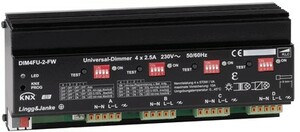 Actuador dimmer KNX, DIM4FU-2-FW, universal / optimizado LED 230V, 4 salidas, 570W / >/= 300W, < /= 600W, medición de corriente, carril DIN, serie FACILITY WEB, Ref. 87601