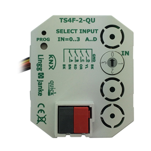 Interfaz de pulsadores KNX, TS4F-2-QU, 4 entradas, libre potencial, empotrable para caja de mecanismos, serie QUICK, Ref. Q77880
