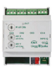 Actuador persianas KNX, J4F10-Q, 4 canales persianas, 10A, carril DIN, serie QUICK, Ref. Q79437