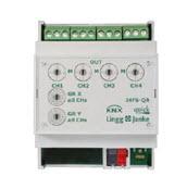 Actuador persianas con/sin lamas, 4 canales, 10A, modo seleccionable indiv., KNX quick, Ref. Q79439