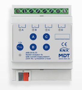 Switch Actuador 4-canales 4SU MDRC, 1620 A, 230 V AC, C-load, industrie, 200 F, medición de corriente, Ref. AMI-0416.03