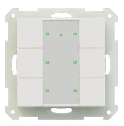 Pulsador KNX, 6 teclas, con LED de estado, serie SERIE 55, blanco mate, Ref. BE-TA55P6.01