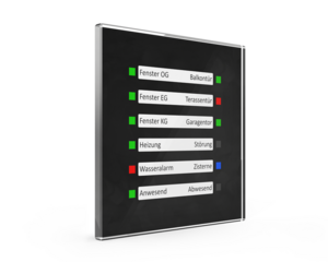 Señalización KNX, con display / con LED, glass black, Ref. SCN-GLED1S.01