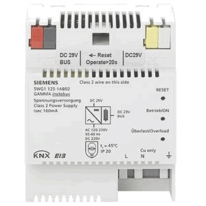 Fuente alimentación KNX 320mA, salida adicional sin inductancia, 29 V DC, Ref. 5WG1 125-1AB12