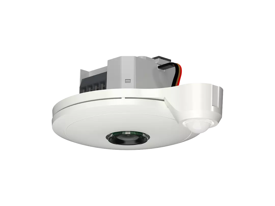 Detector de presencia óptico + PIR KNX, empotrable en techo, 360º, 11 x 15 m, 6 zonas de detección, programación mediante app, blanco, 24 V, Ref. 2269310