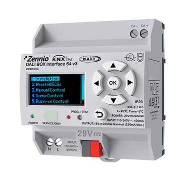 DALI BOX Interface 64 v3 Interfaz KNX-DALI para hasta 64 balastos y 64 grupos - 1 canal, Ref. ZDID64V3