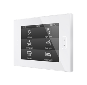 Controlador de estancias KNX, con pantalla tactil, con display, 4 entradas, entrada de temperatura / libre potencial, superficie, serie Z40, blanco brillante, Ref. ZVIZ40GW